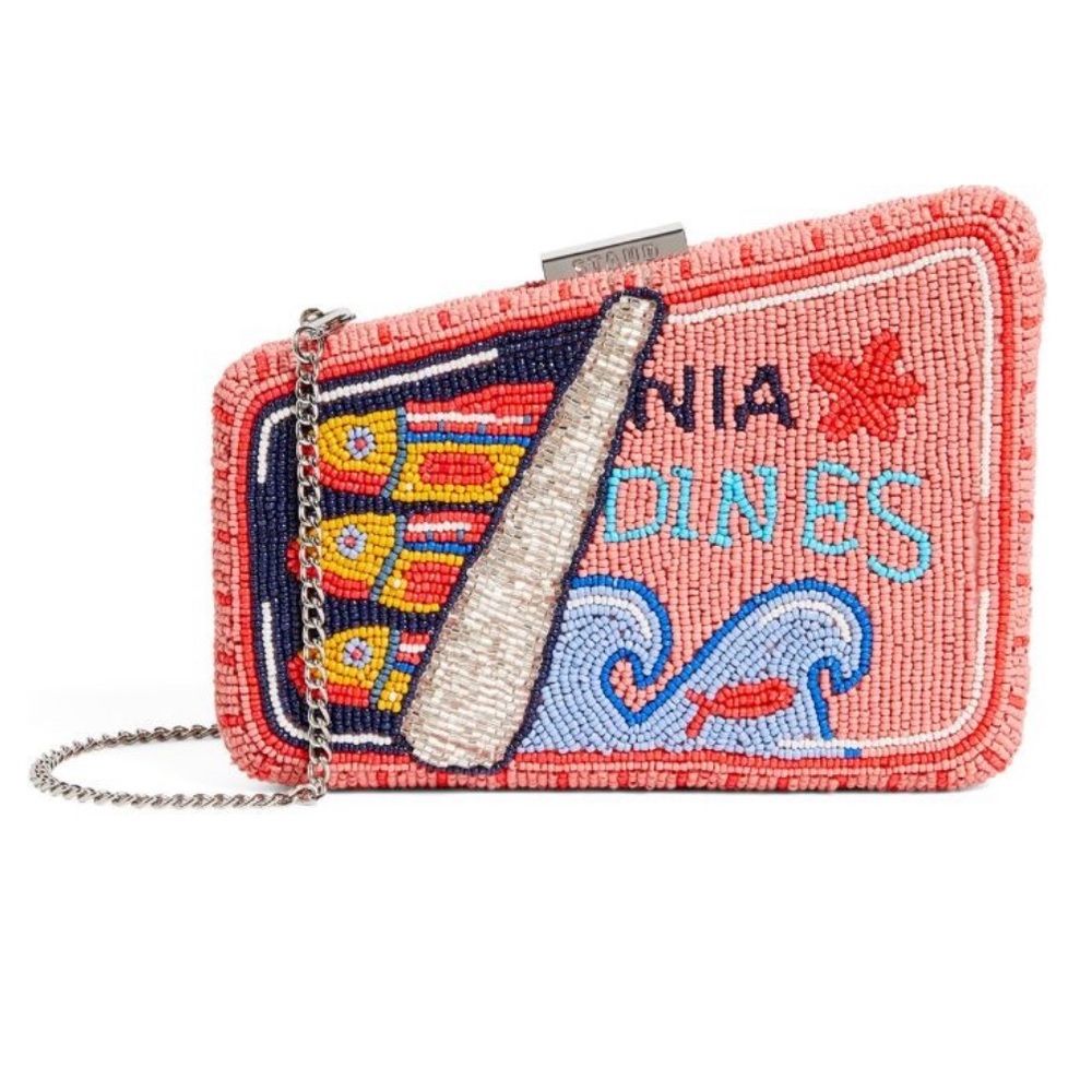 Staud Carmella Sardine Beaded Clutch Bag - image 1